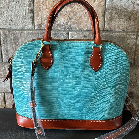NWT Rare Aqua Dooney zip satchel or shoulder bag - Picture 2 of 9